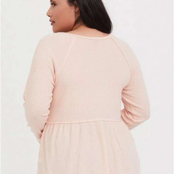 Torrid Pink Brushed Waffle Knit Henley Babydoll Tunic Shirt Plus Size 0 0X 12 - Picture 3 of 12